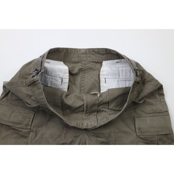 Vintage 90s Streetwear Mens 36 Faded Above Knee Cargo Shorts Green Cotton USA - Picture 4 of 13